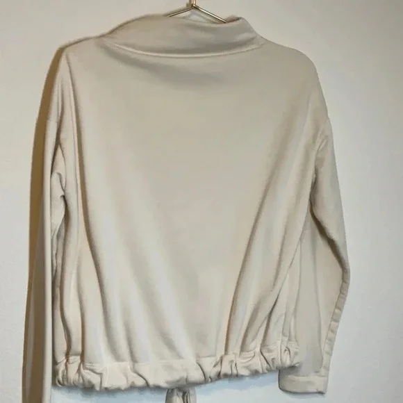 Banana Republic Funnel Neck Tie Waist Sweatshirt Cream Small - Picture 5 of 8